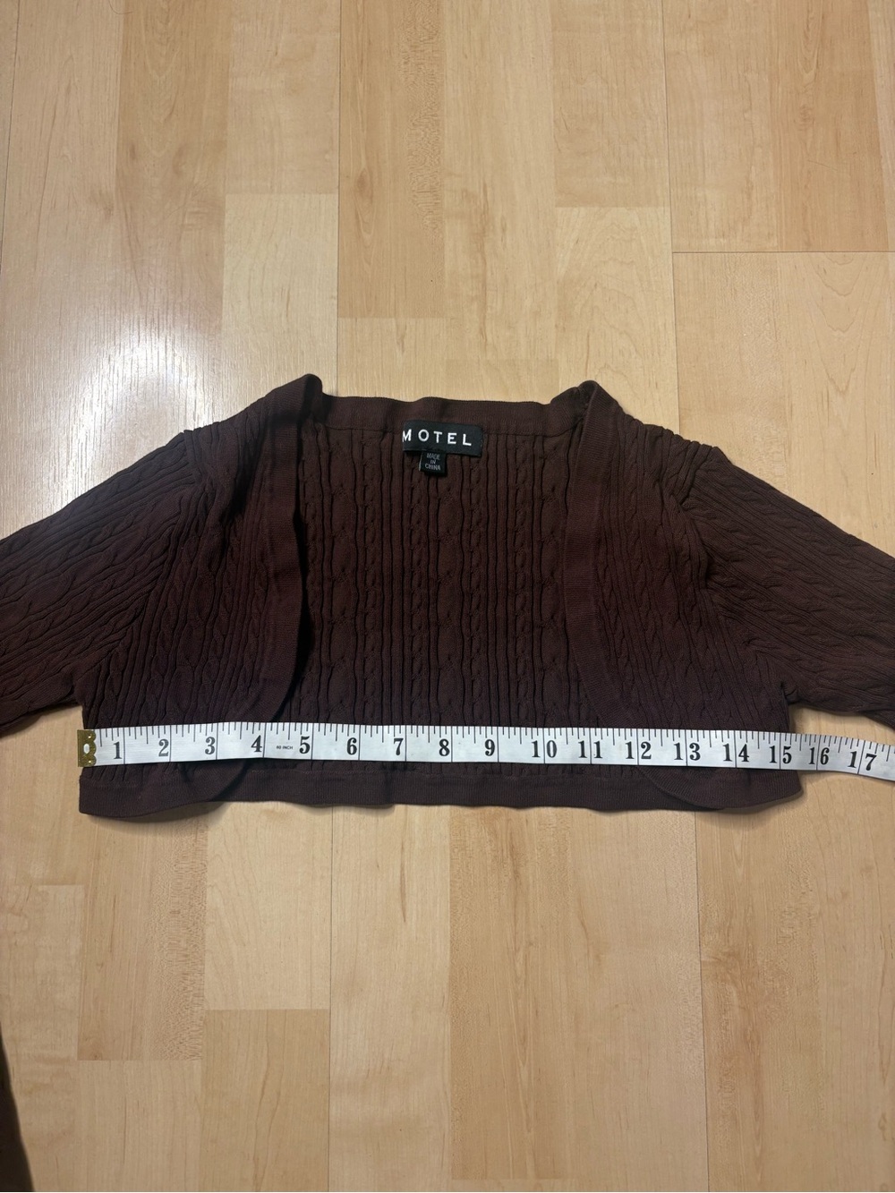 🐚 brown cable knit motel bolero shrug - Picture 4 of 5